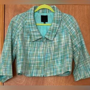 The Limited Tweed Blazer  Lined Boho Turquoise Color Jacket, Size 6/S